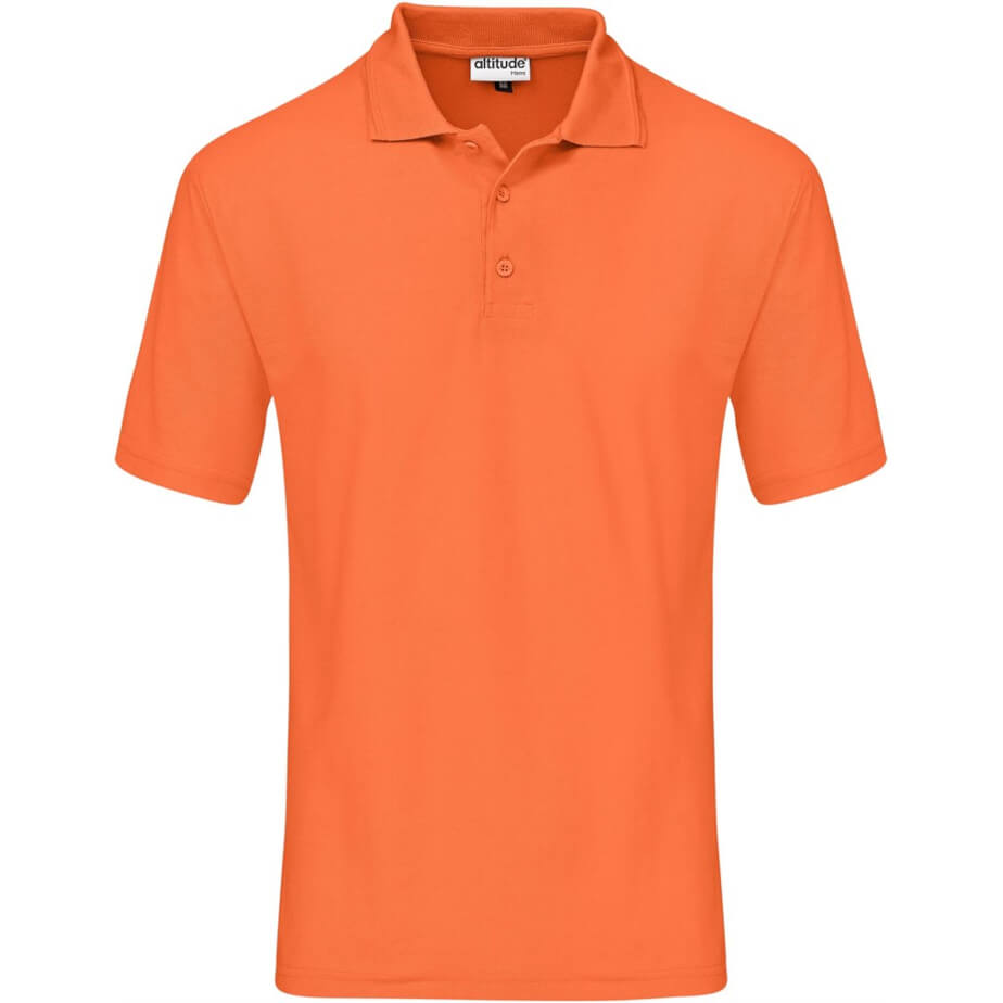 Mens Basic Pique Golf Shirt Orange Front